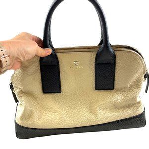 Kate Spade Pebbled Leather Satchel Cream with Black Bottom & Handles